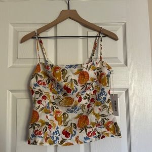 ✨ NWT ✨ REFORMATION Overland Linen Top, fruit cocktail. Size 10